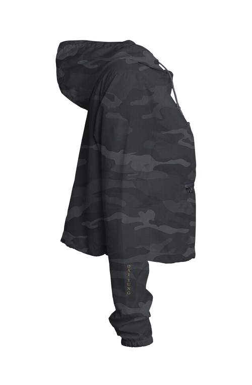 Black Camo Crop Windbreaker